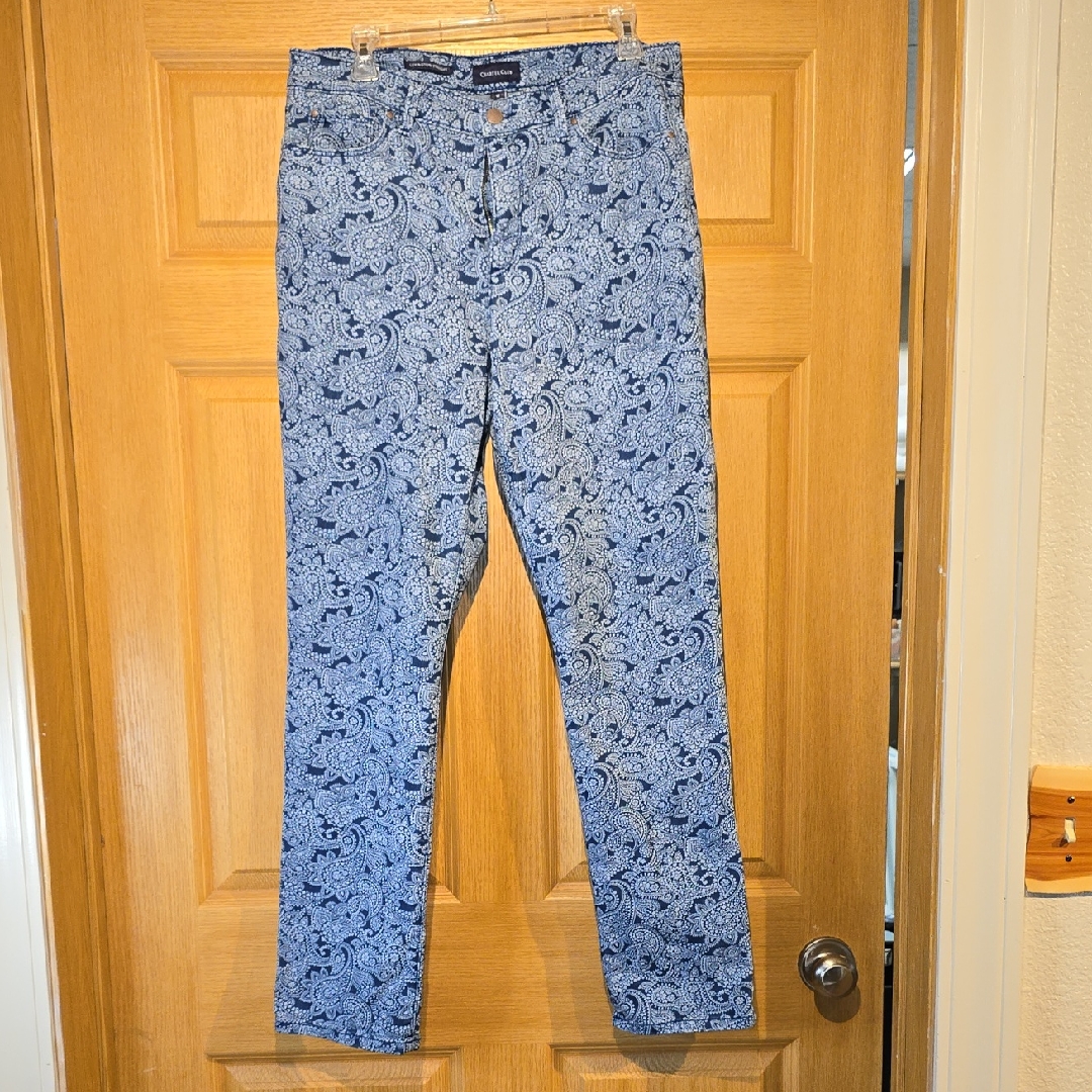 Charter Club Indigo Paisley Straight Leg Jeans
